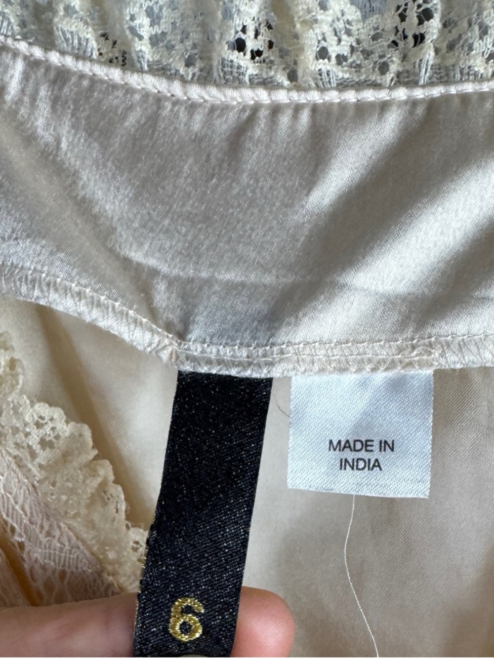 Divided Cream Lace Bodice Chiffon Dress Size 6 Cottagecore Boho Festival - Picture 9 of 12